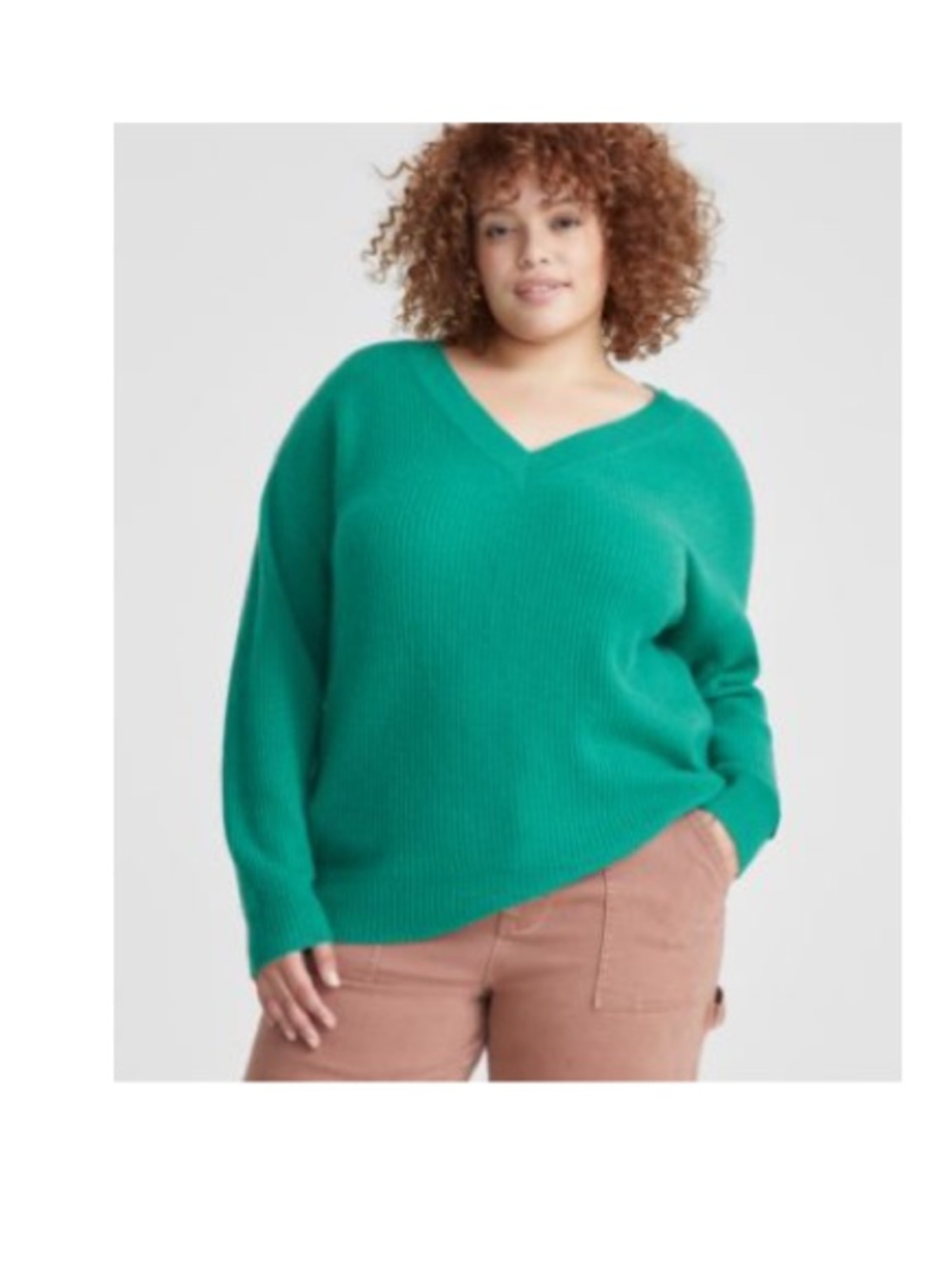 100% Cashmere Charter Club Women’s V-Neck Ribbed Sweater - bright Green